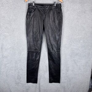 G-star Lamb Leather Pants Women's 28x32 Black Side Zip Motorcycle Biker 3301 RAW